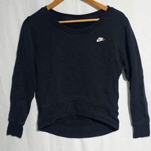 Nike Woman's Track & Field Black Sweatshirt Size Small Cropped Oversized